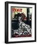 "Dalmatian and Pups," Saturday Evening Post Cover, January 13, 1945-Stevan Dohanos-Framed Premium Giclee Print