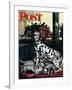 "Dalmatian and Pups," Saturday Evening Post Cover, January 13, 1945-Stevan Dohanos-Framed Giclee Print