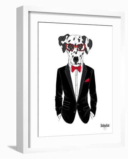 Dalmatian Dog in Tuxedo-Olga Angellos-Framed Art Print