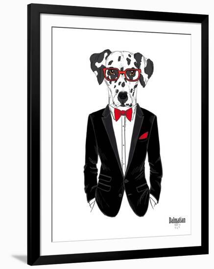 Dalmatian Dog in Tuxedo-Olga Angellos-Framed Art Print