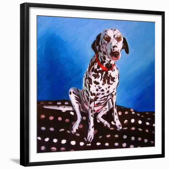 Dalmatian on Spotty Cushion, 2011-Helen White-Framed Giclee Print