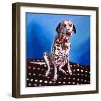 Dalmatian on Spotty Cushion, 2011-Helen White-Framed Giclee Print