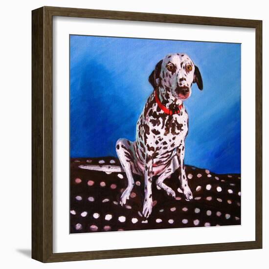 Dalmatian on Spotty Cushion, 2011-Helen White-Framed Giclee Print