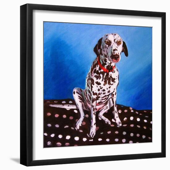 Dalmatian on Spotty Cushion, 2011-Helen White-Framed Giclee Print