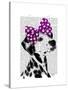 Dalmatian with Purple Bow on Head-Fab Funky-Stretched Canvas