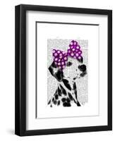 Dalmatian with Purple Bow on Head-Fab Funky-Framed Art Print