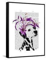 Dalmatian with Purple Fascinator-Fab Funky-Framed Stretched Canvas