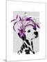 Dalmatian with Purple Fascinator-Fab Funky-Mounted Art Print