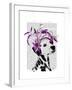 Dalmatian with Purple Fascinator-Fab Funky-Framed Art Print