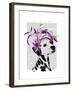 Dalmatian with Purple Fascinator-Fab Funky-Framed Art Print