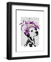 Dalmatian with Purple Fascinator-Fab Funky-Framed Art Print