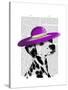 Dalmatian with Purple Wide Brimmed Hat-Fab Funky-Stretched Canvas