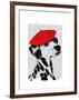 Dalmatian with Red Beret-Fab Funky-Framed Art Print