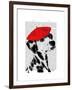 Dalmatian with Red Beret-Fab Funky-Framed Art Print