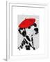 Dalmatian with Red Beret-Fab Funky-Framed Art Print