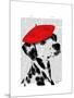 Dalmatian with Red Beret-Fab Funky-Mounted Art Print