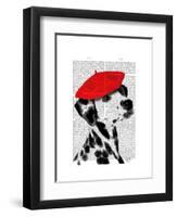 Dalmatian with Red Beret-Fab Funky-Framed Art Print