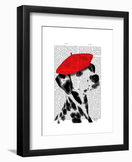 Dalmatian with Red Beret-Fab Funky-Framed Art Print