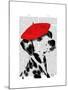 Dalmatian with Red Beret-Fab Funky-Mounted Art Print