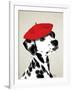 Dalmatian with Red Beret-Fab Funky-Framed Art Print