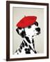 Dalmatian with Red Beret-Fab Funky-Framed Art Print