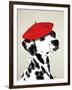 Dalmatian with Red Beret-Fab Funky-Framed Art Print