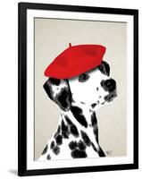 Dalmatian with Red Beret-Fab Funky-Framed Art Print