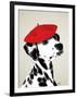 Dalmatian with Red Beret-Fab Funky-Framed Art Print