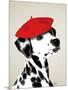 Dalmatian with Red Beret-Fab Funky-Mounted Art Print