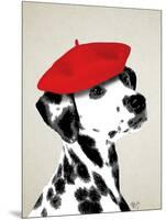 Dalmatian with Red Beret-Fab Funky-Mounted Art Print