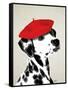 Dalmatian with Red Beret-Fab Funky-Framed Stretched Canvas