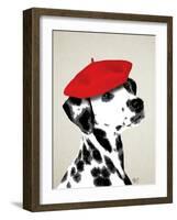 Dalmatian with Red Beret-Fab Funky-Framed Art Print