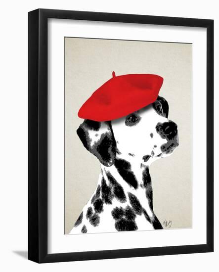 Dalmatian with Red Beret-Fab Funky-Framed Art Print