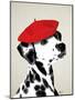 Dalmatian with Red Beret-Fab Funky-Mounted Art Print