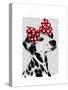 Dalmatian with Red Bow-Fab Funky-Stretched Canvas