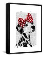 Dalmatian with Red Bow-Fab Funky-Framed Stretched Canvas