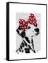 Dalmatian with Red Bow-Fab Funky-Framed Stretched Canvas