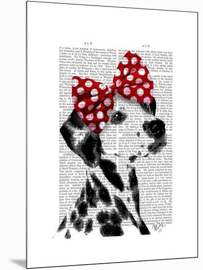 Dalmatian with Red Bow-Fab Funky-Mounted Art Print