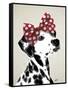 Dalmatian with Red Bow-Fab Funky-Framed Stretched Canvas