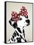 Dalmatian with Red Bow-Fab Funky-Framed Stretched Canvas