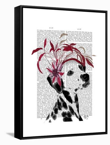 Dalmatian with Red Fascinator-Fab Funky-Framed Stretched Canvas