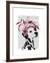 Dalmatian with Red Fascinator-Fab Funky-Framed Art Print