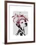 Dalmatian with Red Fascinator-Fab Funky-Framed Art Print