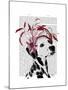 Dalmatian with Red Fascinator-Fab Funky-Mounted Art Print