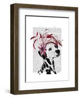 Dalmatian with Red Fascinator-Fab Funky-Framed Art Print