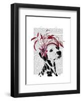 Dalmatian with Red Fascinator-Fab Funky-Framed Art Print