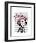 Dalmatian with Red Fascinator-Fab Funky-Framed Art Print