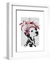 Dalmatian with Red Fascinator-Fab Funky-Framed Art Print