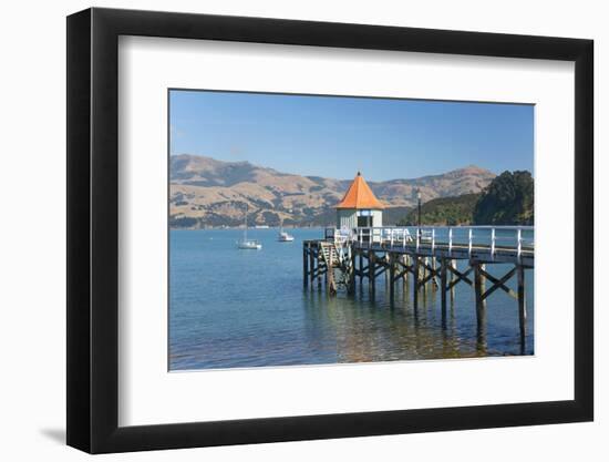 Daly's Wharf, an historic jetty overlooking Akaroa Harbour, Akaroa, Banks Peninsula, Canterbury, So-Ruth Tomlinson-Framed Premium Photographic Print