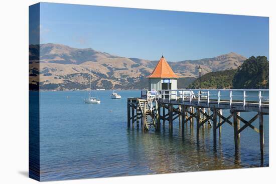 Daly's Wharf, an historic jetty overlooking Akaroa Harbour, Akaroa, Banks Peninsula, Canterbury, So-Ruth Tomlinson-Stretched Canvas